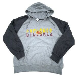 Iowa State Cyclones Hoodie Women Large Gray Sweatshirt Sweater Raglan Y2K 00s